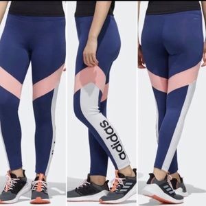 COPY - Adidas color block athletic leggings, blue, pink and white Size: Medium …